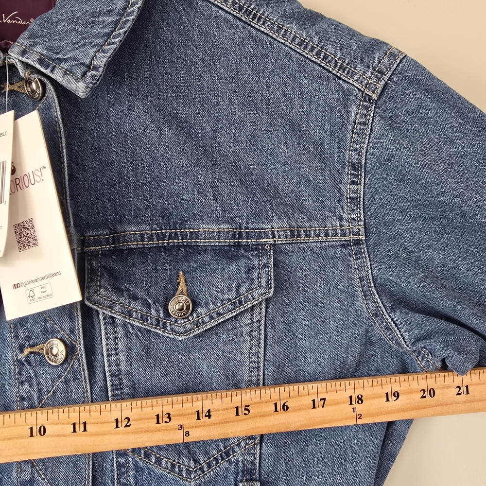 Gloria Vanderbilt Oversized Trucker Denim Jacket S Blue NWT Belted - Picture 7 of 9